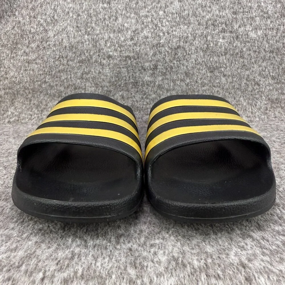 ✅Mens 14 Adidas Adilette Comfort Slides Sandals Lightweight Black/Gold 3-Stripe - Picture 5 of 13